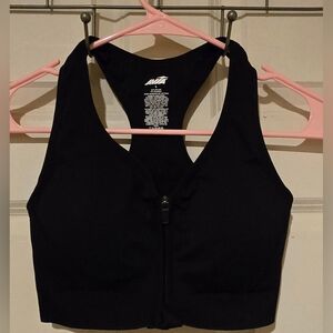 Avia Midnight Black Zipper Sports Bra